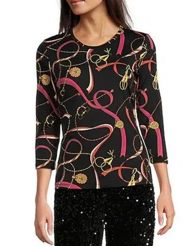 J. McLaughlin Catalina Cloth Crew Neck Signature Tee Shirt Equestrian Small NWT