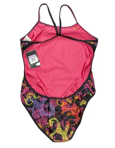 Nike  One Piece Practice Racing Swim Suit Black Colorful - Women's Size 12