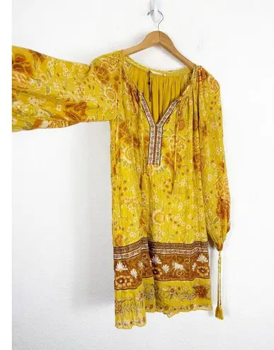 Spell & The Gypsy Mystic Tunic Mini Dress Sunflower Size XS Yellow Long Sleeve