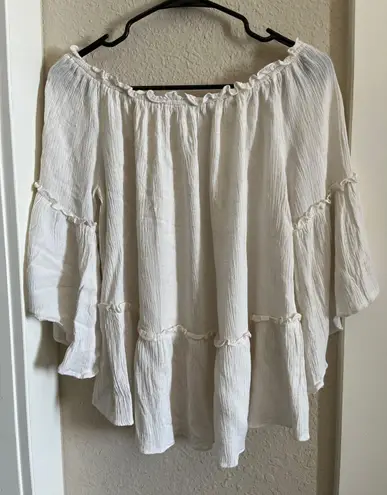 Off The Shoulder Boho Top White Size M