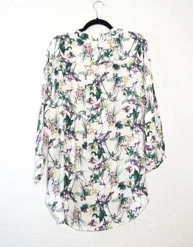 Amour Vert New White Amy Tropez Floral 100% Silk Blouse Size 1X