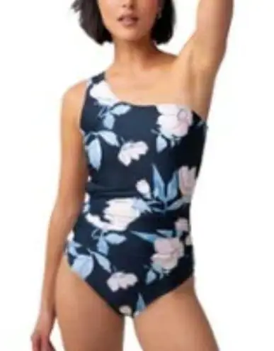 Nani Swimwear Cascade One Shoulder midnight Floral Swimsuit Small Blue