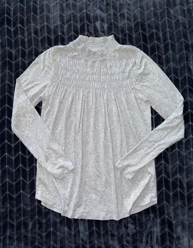 Sundance Gabrielle Dreamer Gray Top Long Sleeve Ruffle Mock Neck Size Small