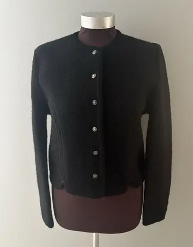 Vintage Carroll Reed Size 12 Black Wool Cardigan Sweater Jacket Quiet Luxury NEW