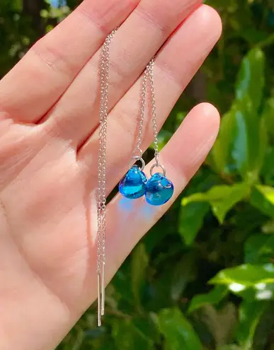 Handmade quality Japanese magatama glass beads minimalist simple dangle thread earrings