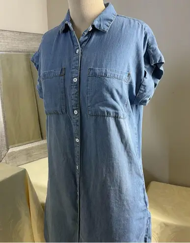 Velvet Heart denim Buttoned Mini Dress with Cuffed Sleeves