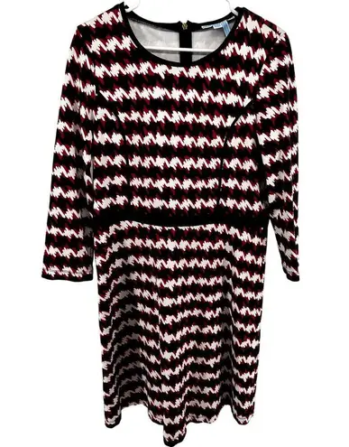 Draper James Homestead Houndstooth Fit & Flare Dress 3/4 Sleeve Multicolor Large