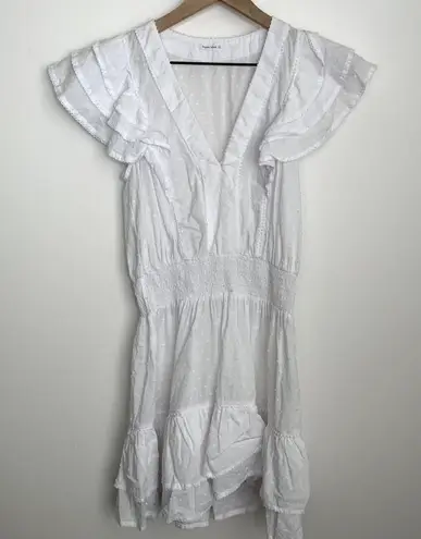 Poupette St. Barth Camila White Ruffled Mini Dress Small