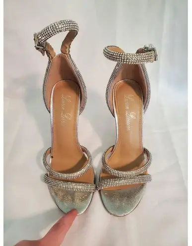 Lauren Lorraine Heels size 6 Silver Embellished Formal Ankle Strap S37