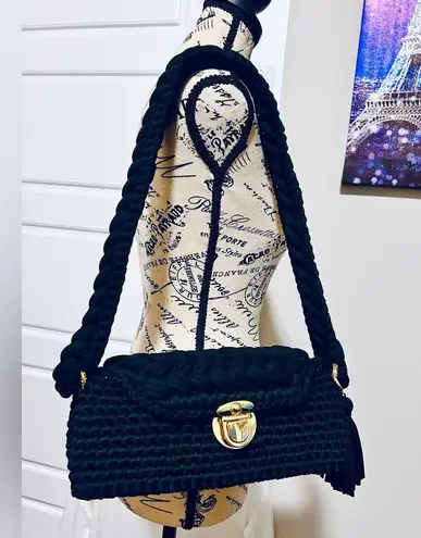 Handmade Shoulder Bag with Puff Stitch Strap