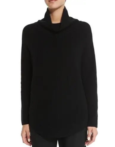 Vince  Black Ribbed Knit Turtleneck Side Zip Small