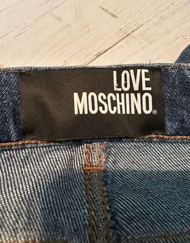 Love moschino  Wide Leg Belted Jeans Tall Size 27 Blue Wash
