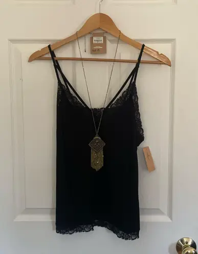 American Eagle AEO Soft & Sexy Black Lace Trim Cami Blouse - Image 1