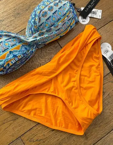 La Blanca Scarf City Over The Shoulder Wrap Top Bikini SET Ice Blue Womens Size