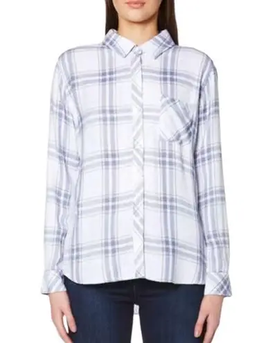 Rails Hunter White Blush Blue Patriot Plaid Button Down Flannel Shirt Size S