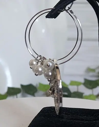 Silver Lion Head with Greek Key Design Drop Earrings