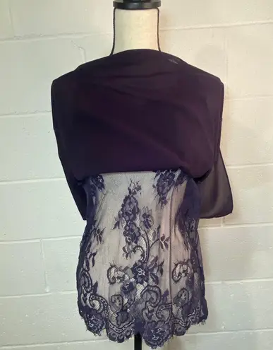 Truly Poppy Eggplant Purple Lacy Underlay Sleeveless Top