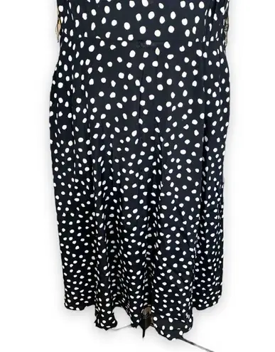 Vintage 1990s Maxi Dress Sleeveless Black White Polka Dot Print Cowl Neck Flowy Size 12