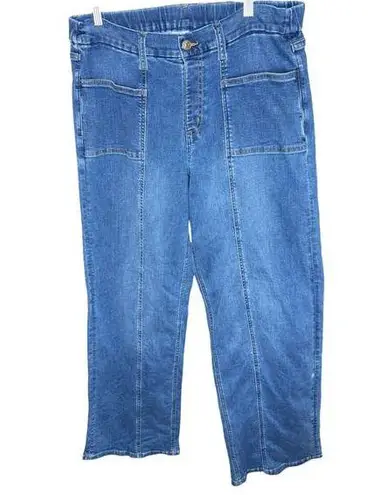 Denim & Co . Stretch Wide Leg Jeans with Seam Detail Medium Wash 14 Reg.