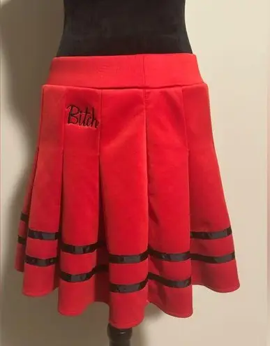 EUC Spencer’s Red and Black B**** Pleated Cheer Skirt size large