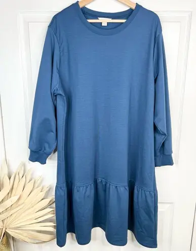 Caslon Women's Blue Drop Waist Sweatshirt Dress Long Sleeve Size XXL
