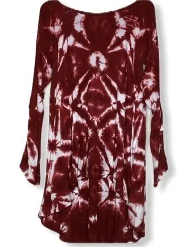 One Teaspoon  Tie Dye High Low Tunic Red