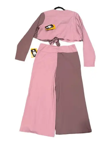 Avia Cropped Wide-Leg Pants with Two-Tone Yoga Wrap Top