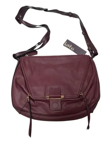 Kooba Leroy hobo crossbody handbag wildberry burgundy red NEW