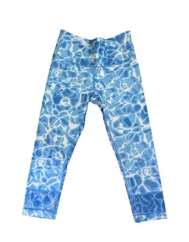 Victoria Sport Capri Leggings High Waist Blue Water Print Athleisure S
