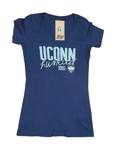 Blue 84 UCONN Huskies Women's T-Shirt V Preppy Tee Small Navy Collegiate
