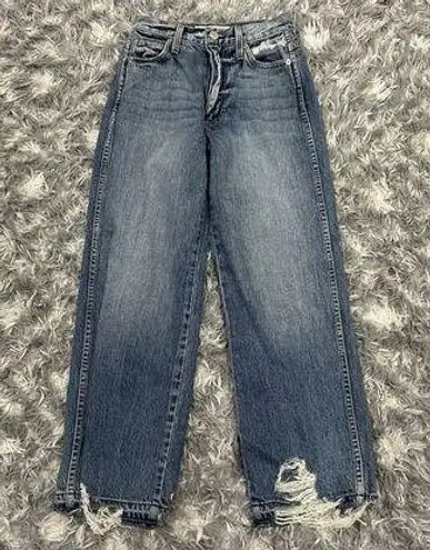 AMO Sophie High Rise Crop Jeans Runaway Destroy Wash Distressed 24 Blue