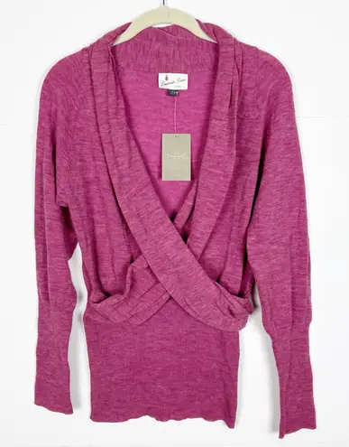 Anthropologie  Laureate Lane Sweater Wrap Crossover Wool Blend Pink Large - Image 1
