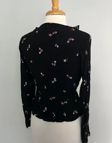 Rails Simone Kyoto Black floral Long Sleeve Blouse Top
