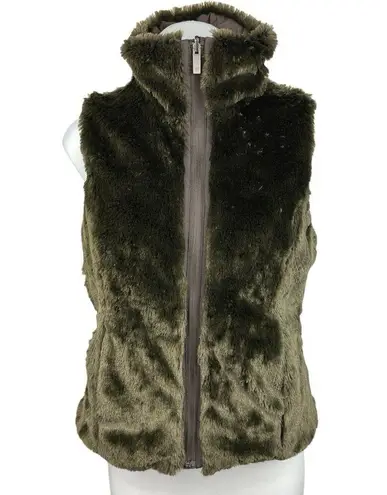 Weatherproof Reversible Green Fur Quilted Puffer High Neck Vest Jacket Coat Sz S