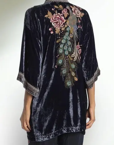 Johnny Was Quito Velvet Kimono 🦚 Peacock Embroidery Jacket NWT (oversize…