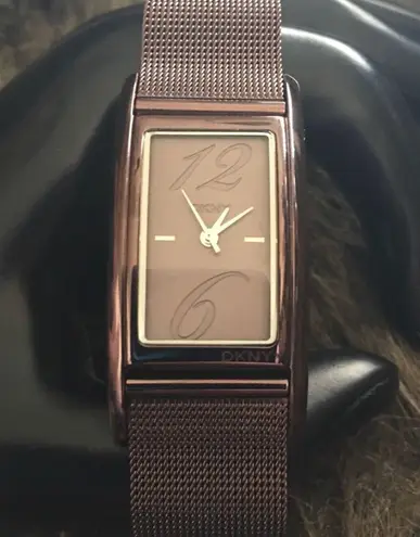 DKNY ladies brown stainless steel mesh band watch