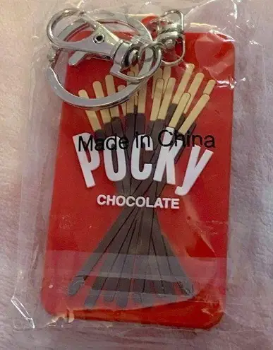 Pocky Chocolate Sticks japanese snack novelty keychain/ bag charm (RARE) NEW Red