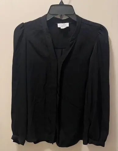 Cartier Uniformes Women's Black Puff Shoulder Blouse Size 32