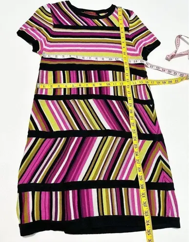 Missoni for Target Stripes Crew Neck Knitted Mini Dress Pink Black Size Medium