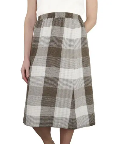 City Wear II Vintage Brown and White Plaid Skirt A