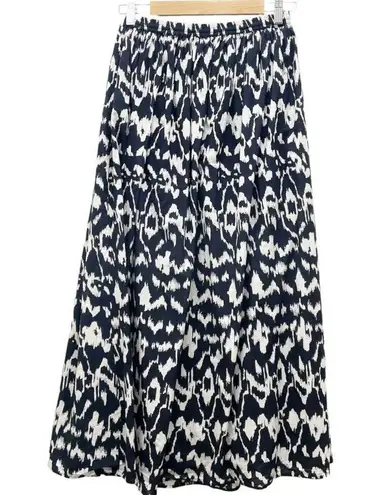 Chadwick's Chadwick’s of Boston Tiered Maxi Peasant Skirt Black & Cream Ikat Size Medium
