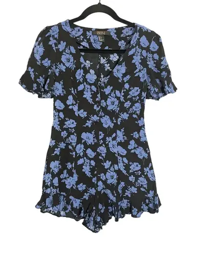 Forever 21 Vintage Floral Playsuit Romper Blue