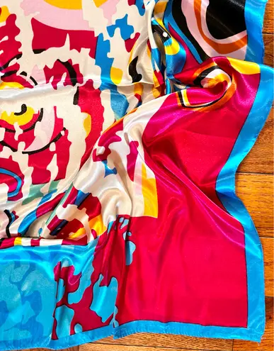 VTG RETRO Abstract Multicolor artwork Square oversized silky scarf 35’/35’ Multiple