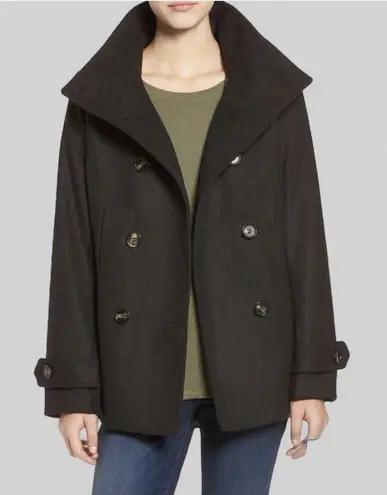 Thread & Supply Coat Double‎ Breasted Peacoat Hunter Black Wool Blend Size XL - Image 1