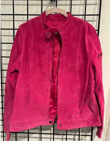 Matisse Ready To Wear Ie Relaxed Pink Suede Leather Moto Jacket Women's Size M Zip Up
