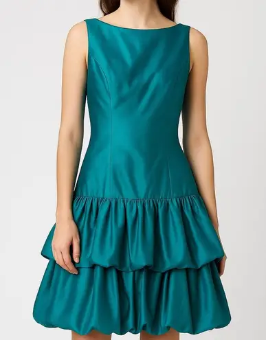 ABS Allen Schwartz ABS by Allen Schwartz Teal Taffeta Bubble Hem Party Dress Size 6 USA Made Retro