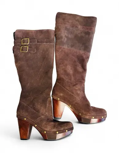 Rockport Katja Shearling Boot Size 7 Dark Brown Grommet Accent & 1" Platform