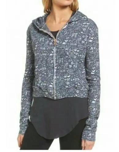 Frank & Eileen Rare Graphic Doodle Patterned Grey Hoodie Silver