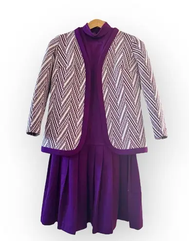 Vintage Parade Sleeveless Purple Mock Neck Shift Dress, Dropped Waist sz. M Size M