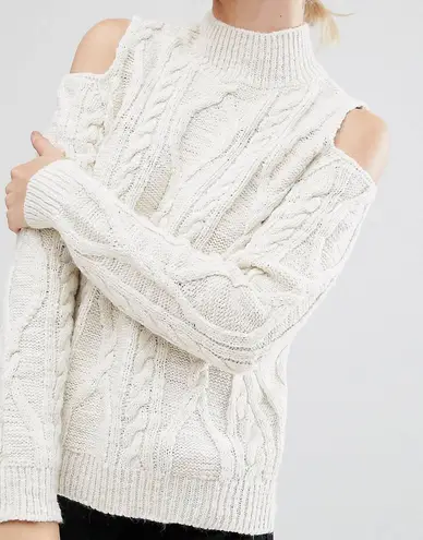 River Island Cable Knit Cold Shoulder Sweater